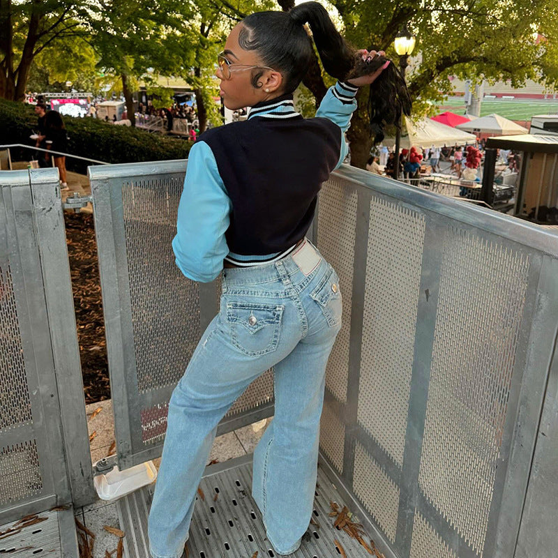 MB1123 Cropped Baseball Jacket