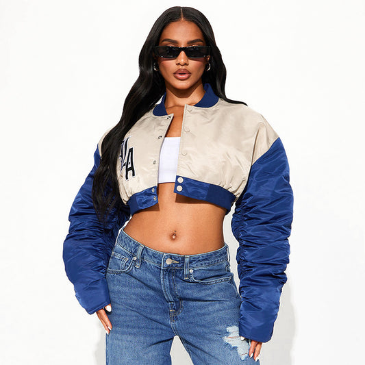 MB1048 Puff Sleeve Bomber Jacket