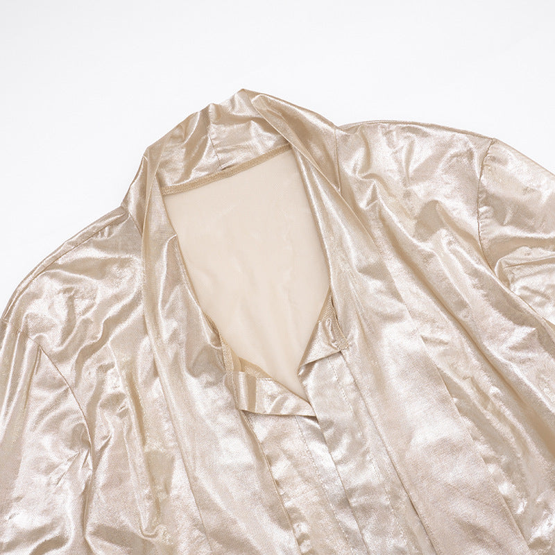 MB1070 Women's Shiny Satin Two-Piece Set