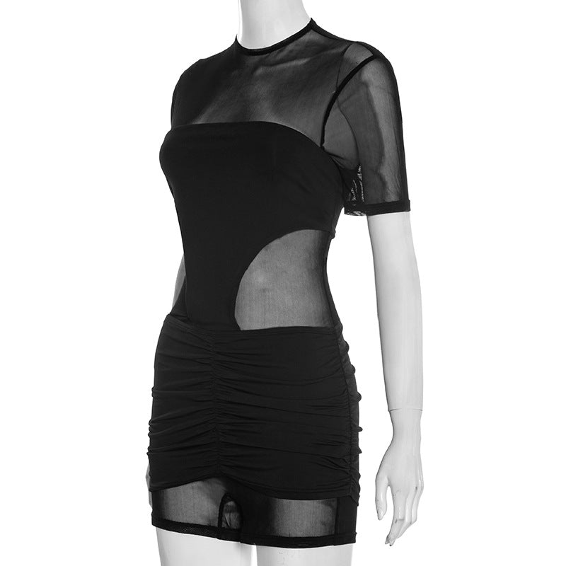 MB10157 Women's Mesh See Through Bodysuit - Two Layered Sexy Bodycon Matching