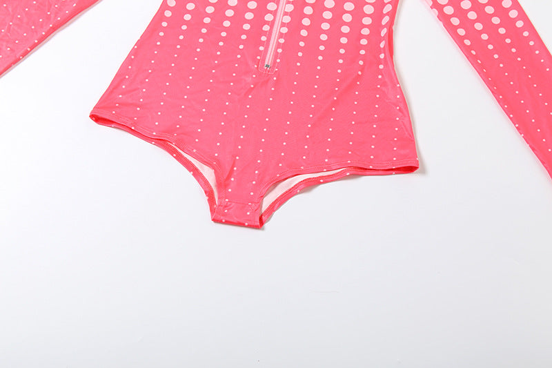 MB1818 Women's Gradient Polka Dot Zip-Up Bodysuit Romper