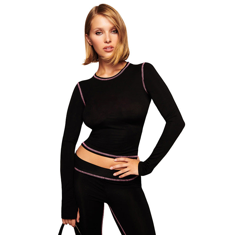 MB1424 Women's 2-Piece Set: Long Sleeve Crop Top & Capri Leggings