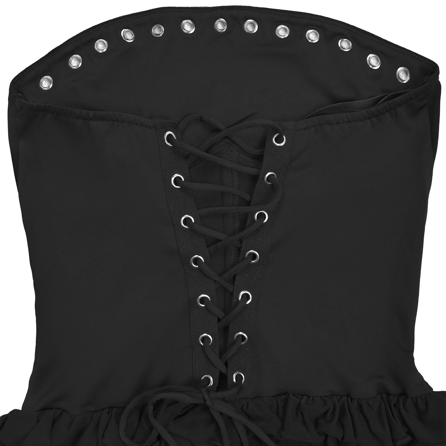 MB1618 Strapless Corset-Style Tiered Ruffle Mini Dress with Lace-Up Back