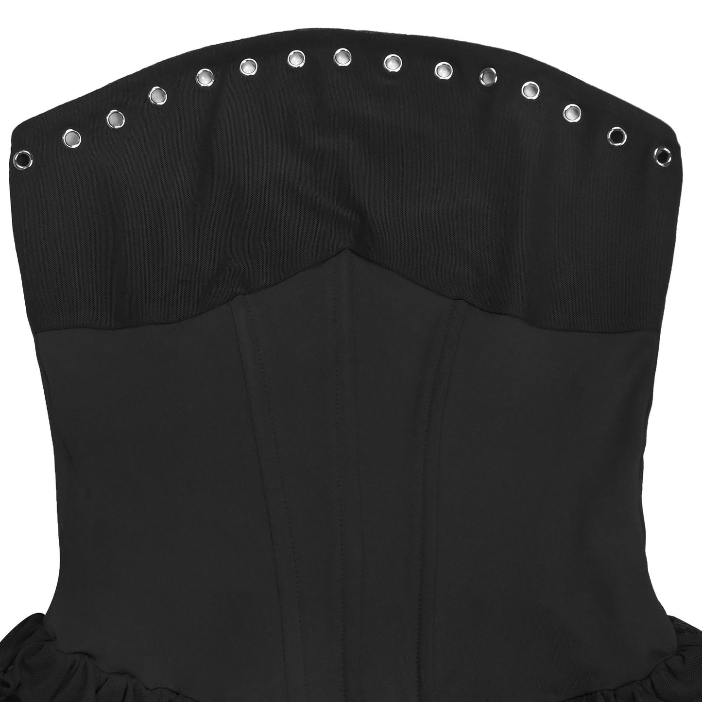 MB1618 Strapless Corset-Style Tiered Ruffle Mini Dress with Lace-Up Back