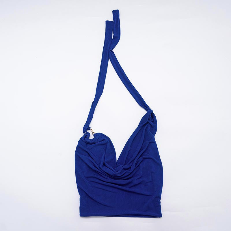 MB1055 Women's Draped Neck Top and Skinny Pants Two-Piece Set