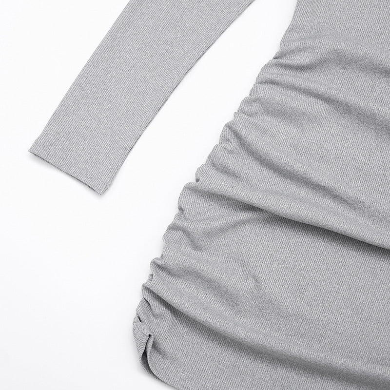 MB1413 Gray Long Sleeve Bodycon Mini Dress for Women