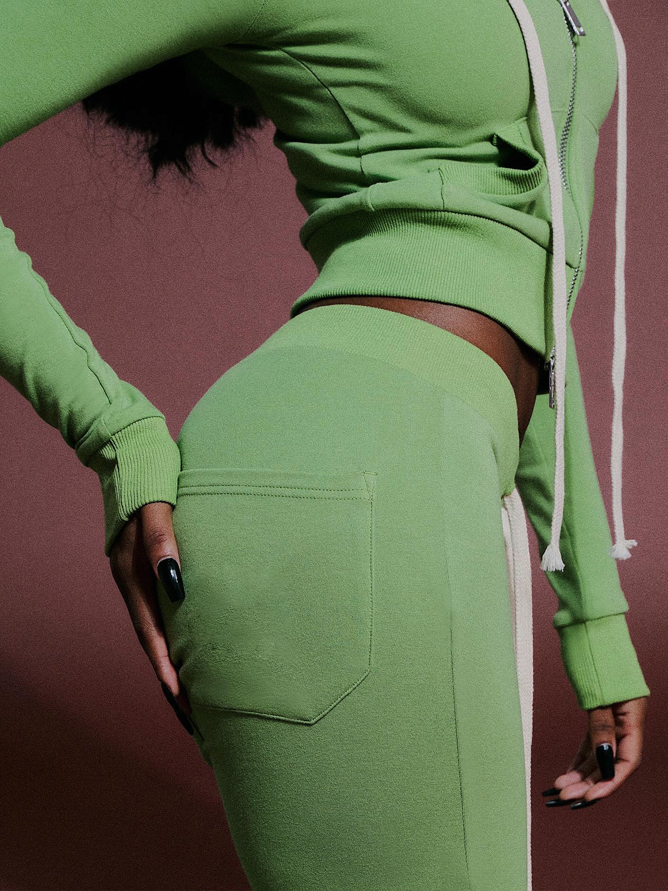 MB1722 Women’s Cropped Hoodie & Flare Pants 2-Piece Tracksuit Set