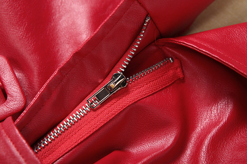 MB1528 Women's Faux Leather Low Neck Crop Jacket