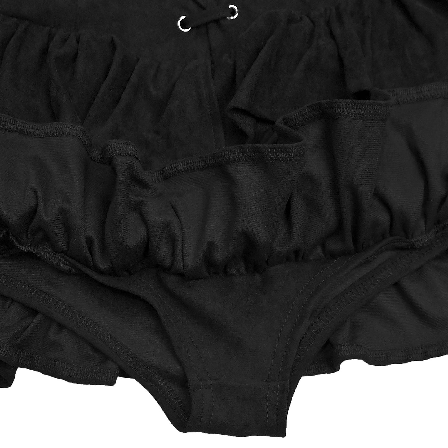 MB1610 Faux Suede Corset Mini Dress - Tiered Ruffle Party Dress