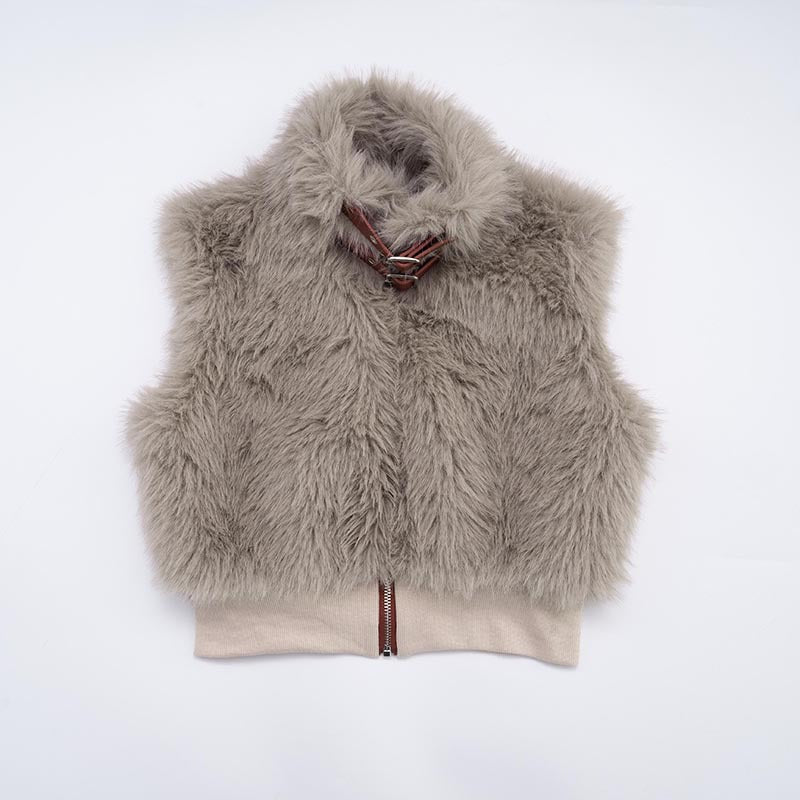 MB1064 Sleeveless Faux Fur Crop Top Women's Vest