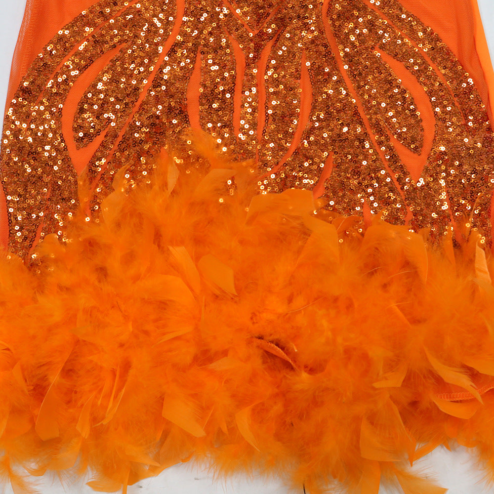 MB1211 Women's Mesh Sequin Bodycon Mini Dress