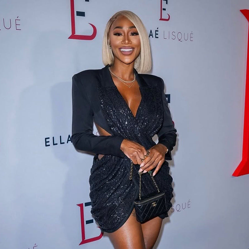 MB1078 Sparkly Sequin Short Dress for Women