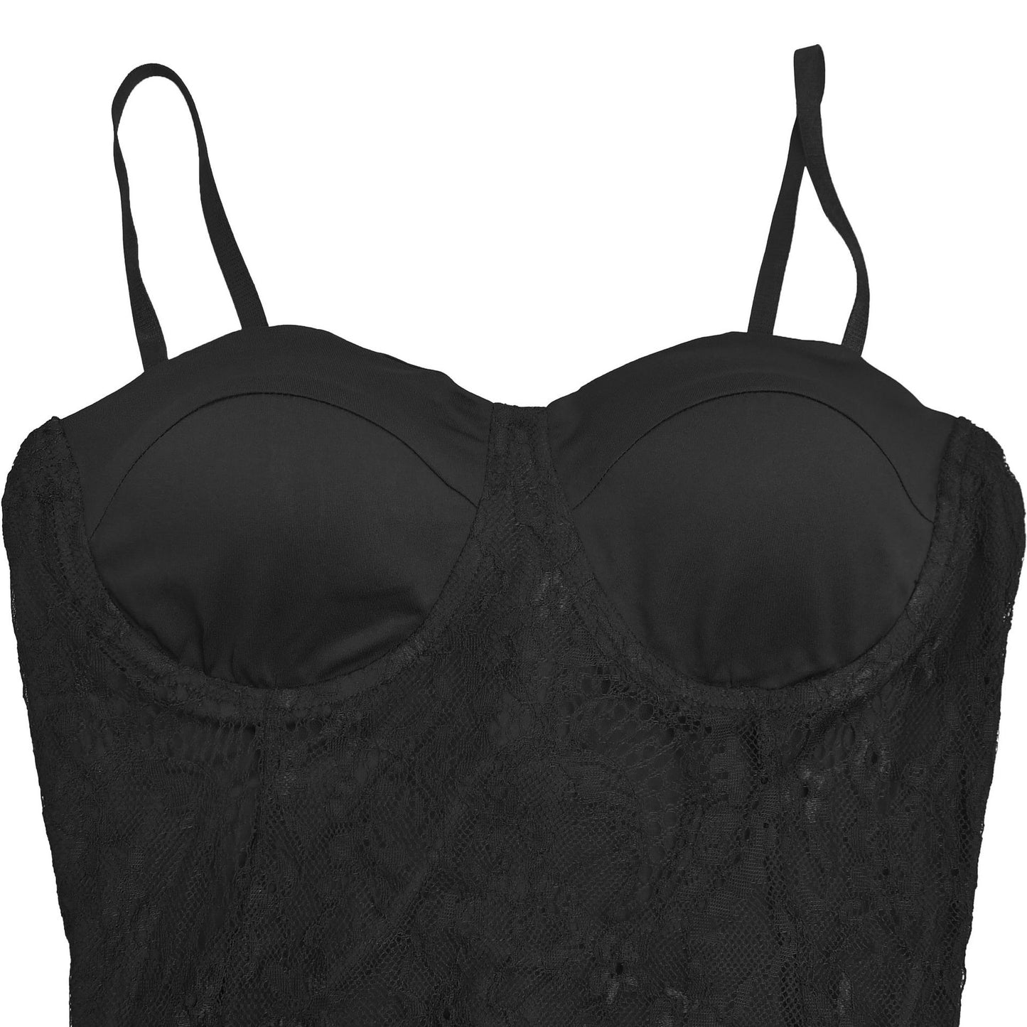 MB1626 Women's  Lace Spaghetti Strap Sheer Maxi Dress