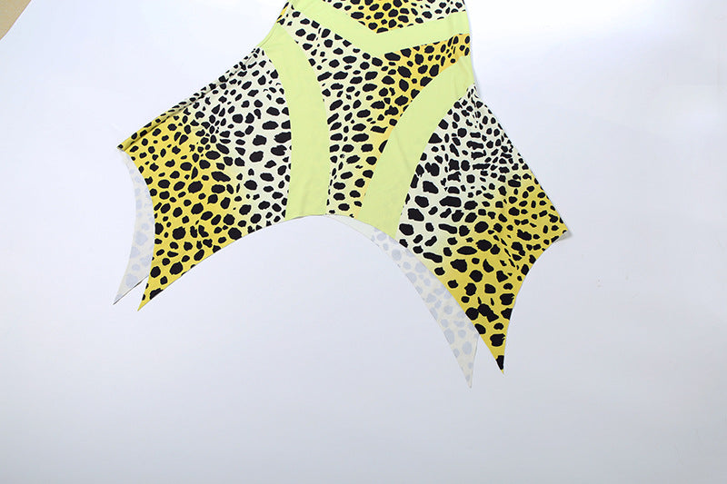 MB1154 Women’s Leopard Print Halter Midi Dress