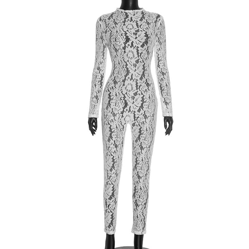 MB1071 Lace Jumpsuit - Long Sleeve Bodysuit for Women