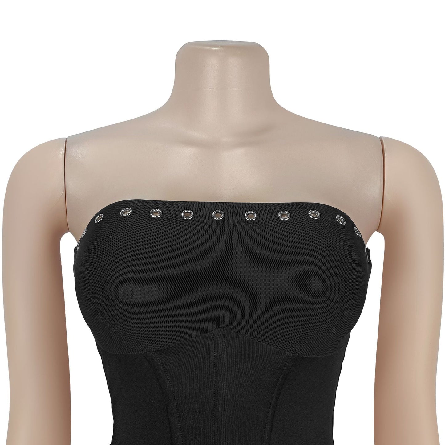 MB1618 Strapless Corset-Style Tiered Ruffle Mini Dress with Lace-Up Back