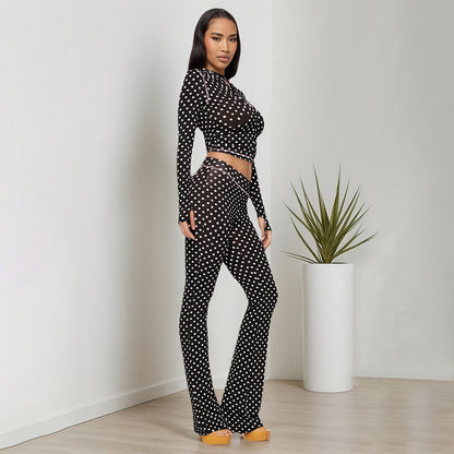 MB1036 Polka Dot Hoodie & Bodycon Pants Lounge Set
