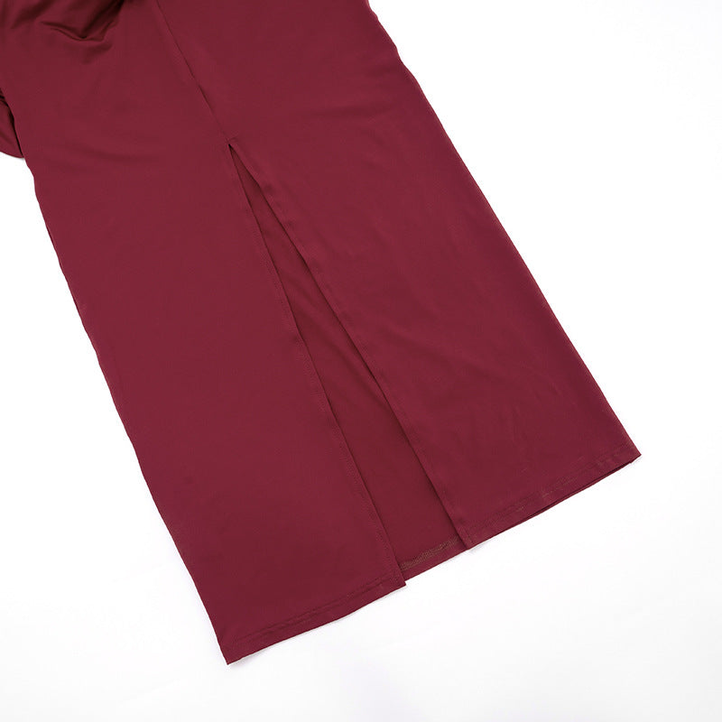 MB1422 One-Shoulder Long Sleeve Bodycon Maxi Dress for Women