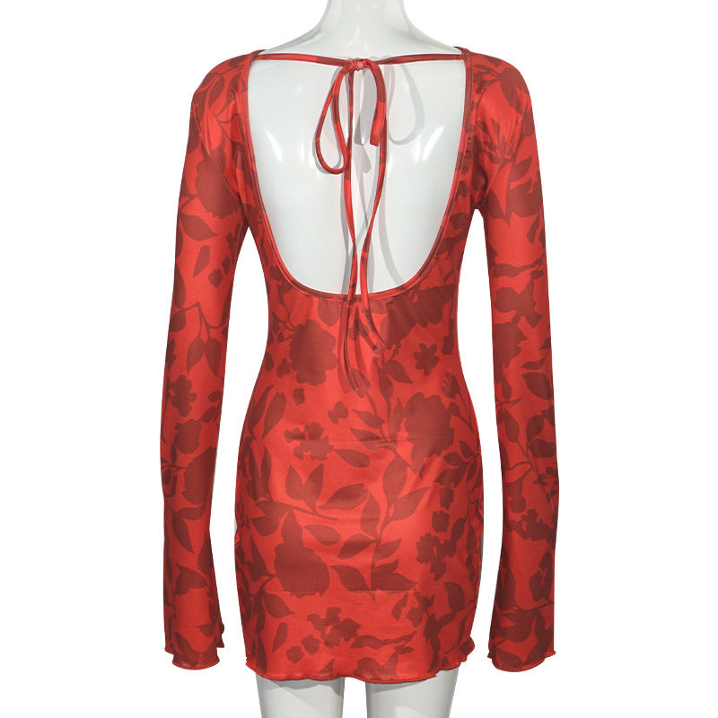 MB1307 Backless Short Red Dress