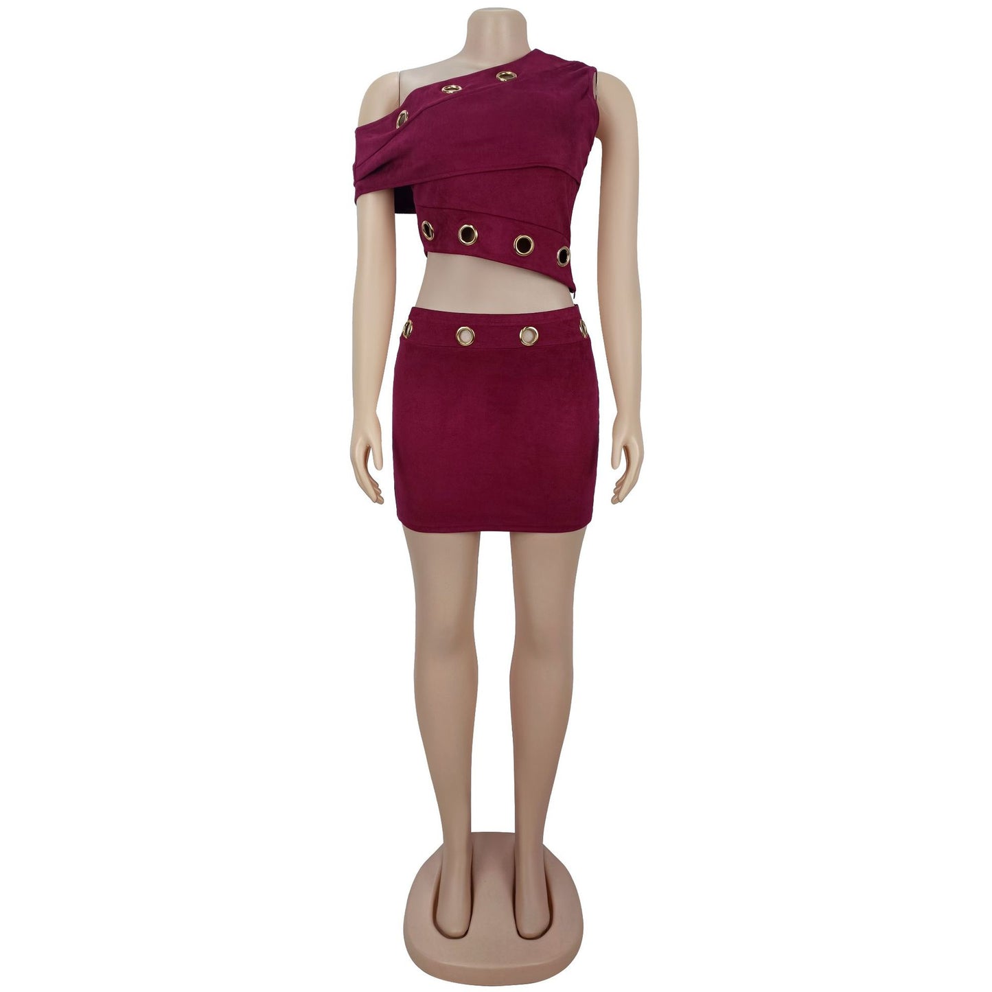 MB1624 Women's Crop Top and High Waisted Bodycon Mini Skirt 2 Piece Set