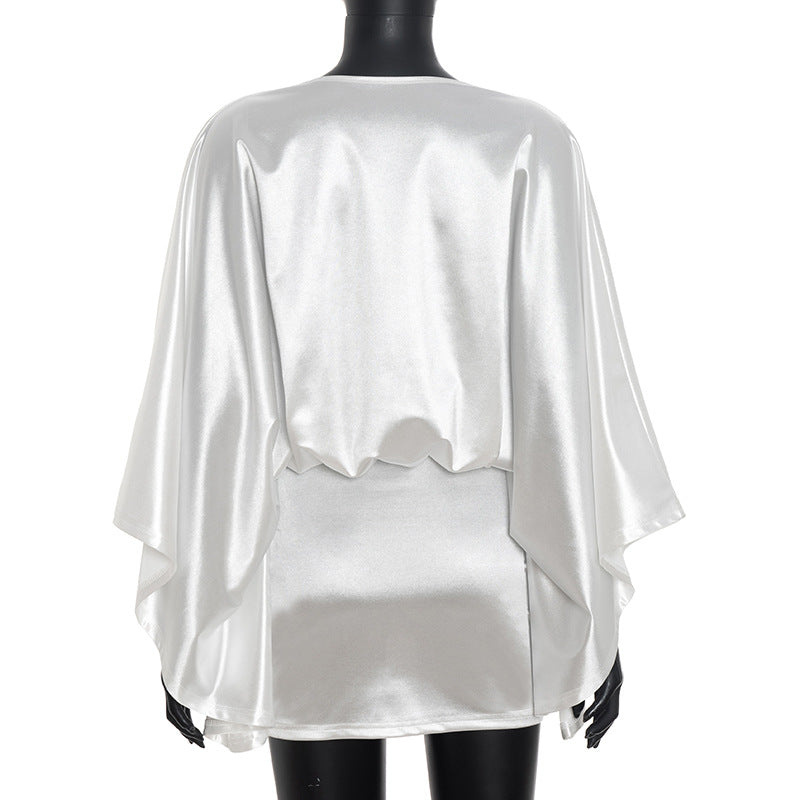 MB1072 Batwing Sleeve V-Neck Bodycon Mini Dress