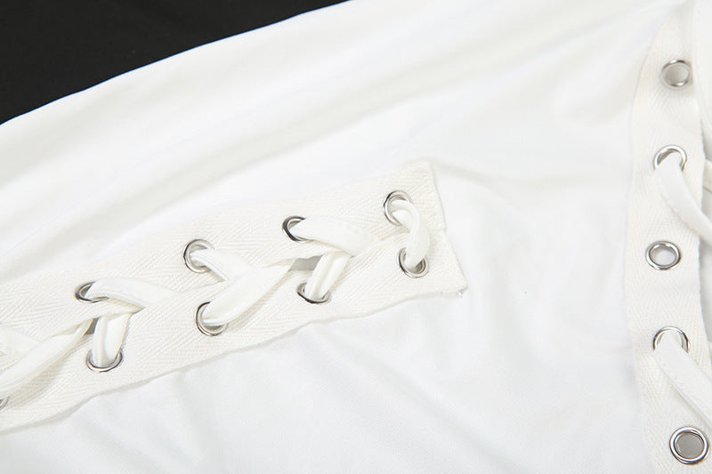 MB1810 Fitted Crop Top & Lace-Up Pants Two-Piece Outfit