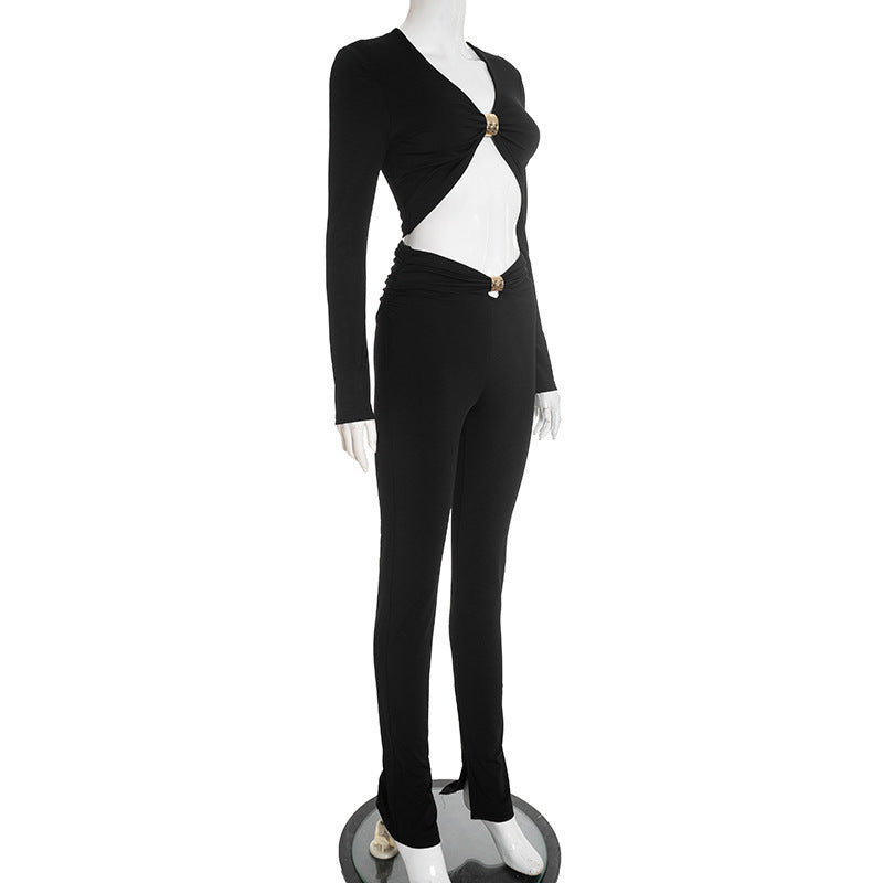 MB1096 Women's 2-Piece Outfit Set - Crop Top & High-Waist Pants