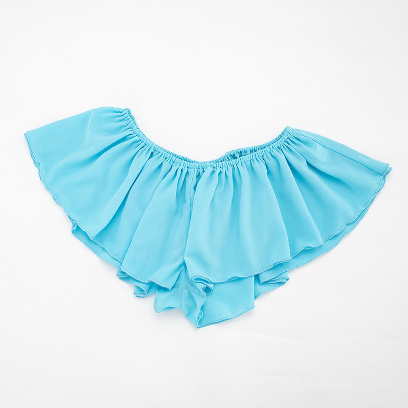 MB10162 Ruffle Halter Two-Piece Set – Backless Crop Top & Ruffle Shorts