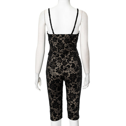MB1010 Two Piece Black Lace Outfit for Woman