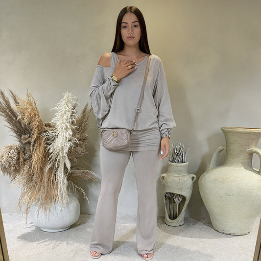 MB1095 Women's Oversized Top & Wide-Leg Pants Lounge Set
