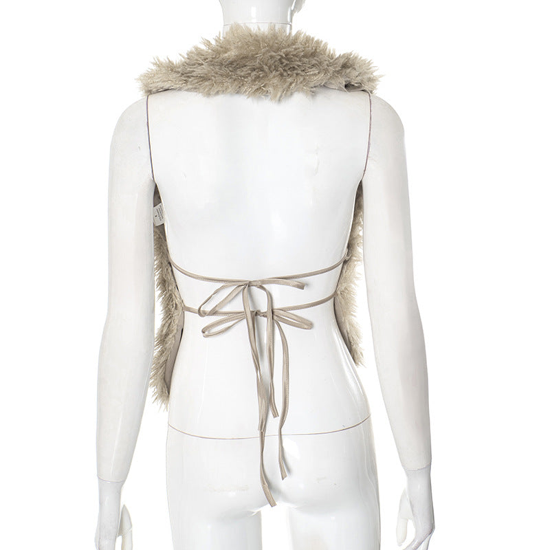 MB1059  Women's Backless Fur Vest