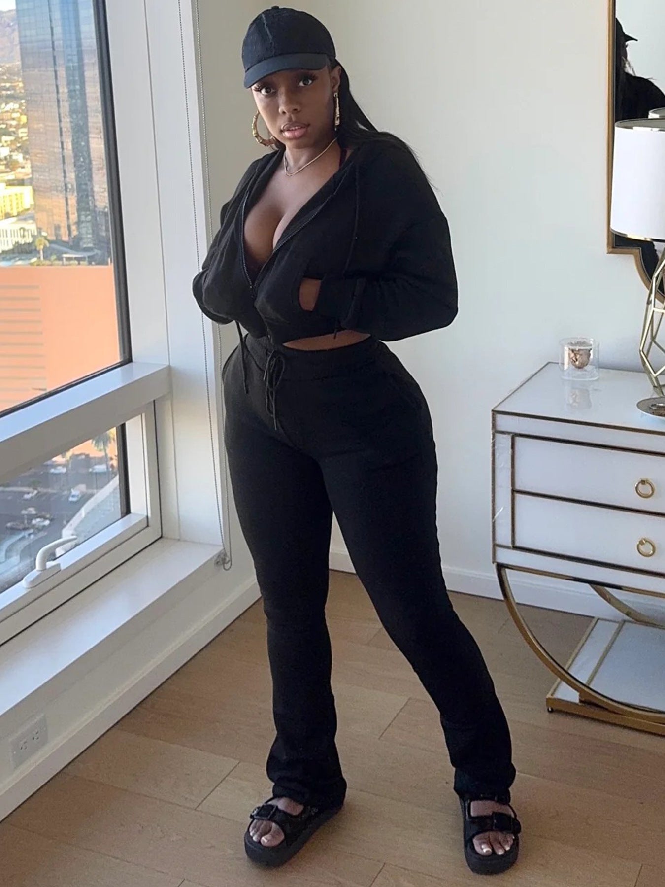 MB1712 Women's Winter Hoodie & Stacked Pants Two-Piece Set