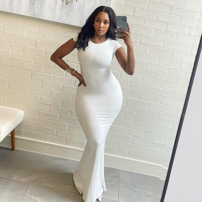 MB1305 Short Sleeve Long Dress