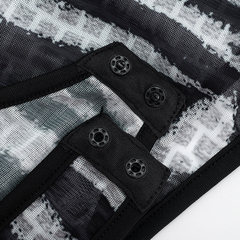 MB1054 Zebra Print Cutout Bodysuit & Pants Women's Two-Piece Set