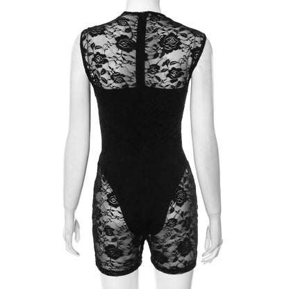 MB1013 Black Lace Cutout Jumpsuit for Woman