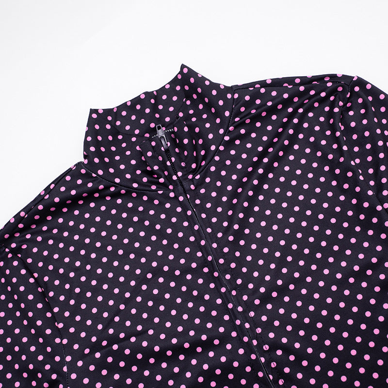 MB1079 Polka Dot Long-Sleeve Two-Piece Set for Women