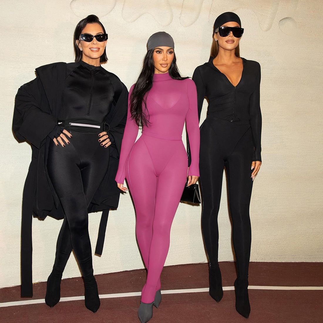 MB1804 Women's Sheer Bodysuit & High-Waist Leggings Two-Piece Outfit