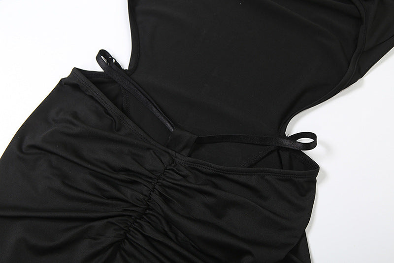 MB1125 Black Skinny Hooded Long Sleeve Jumpsuit