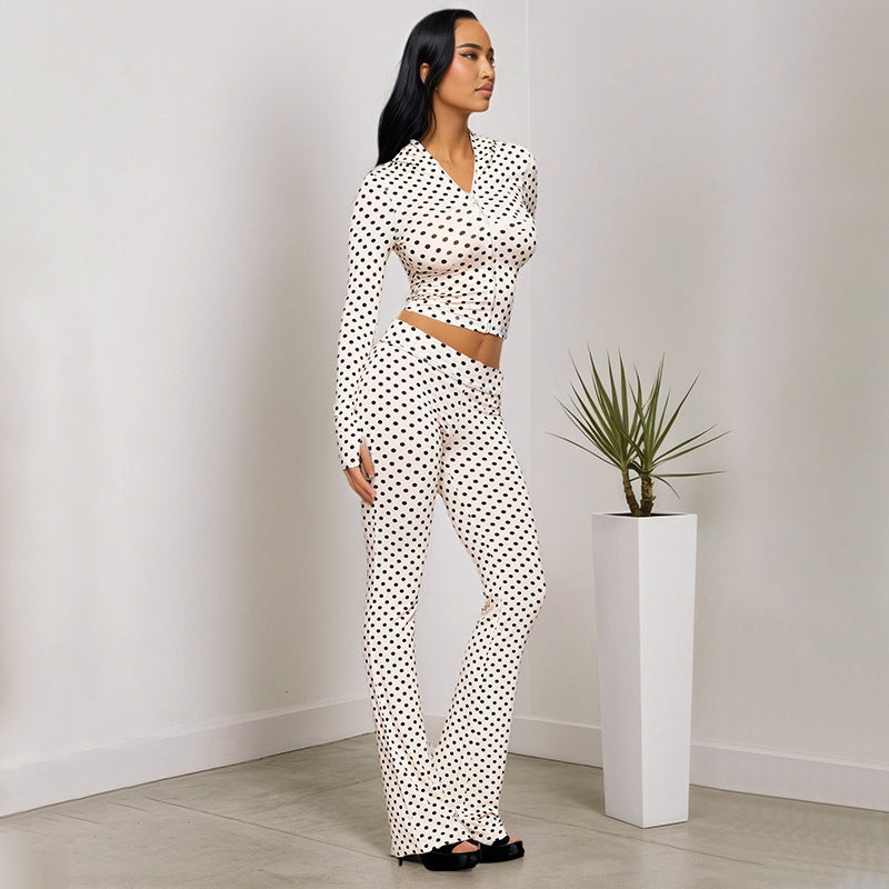 MB1036 Polka Dot Hoodie & Bodycon Pants Lounge Set