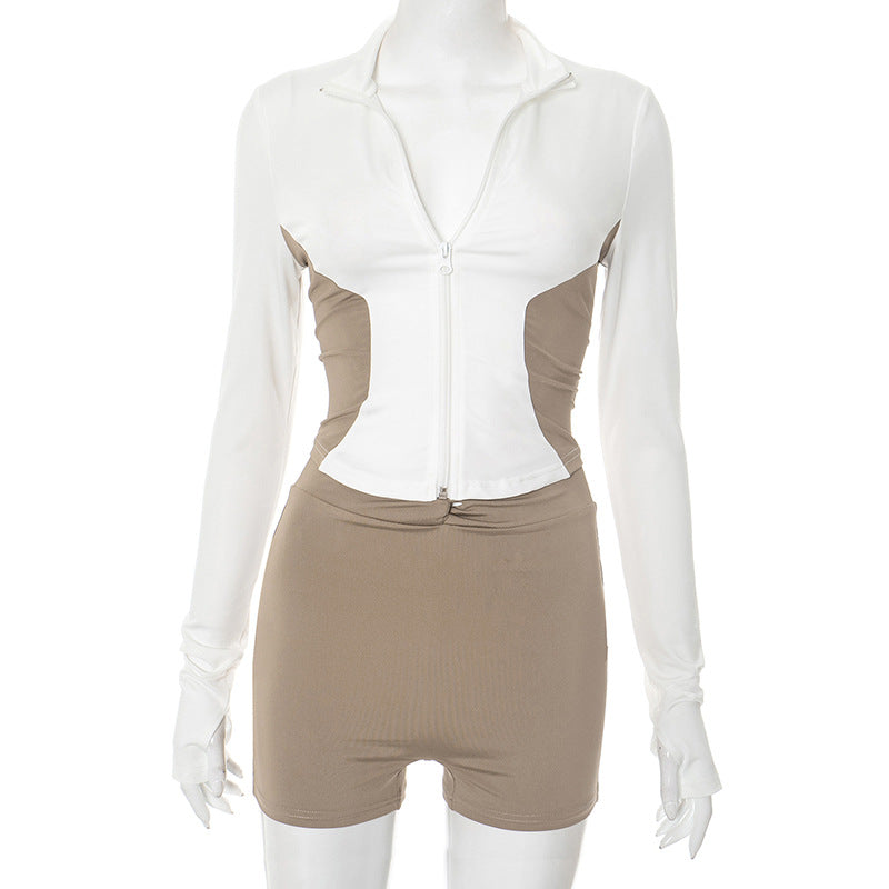 MB1029 Color-Block Two-Piece Set for Women