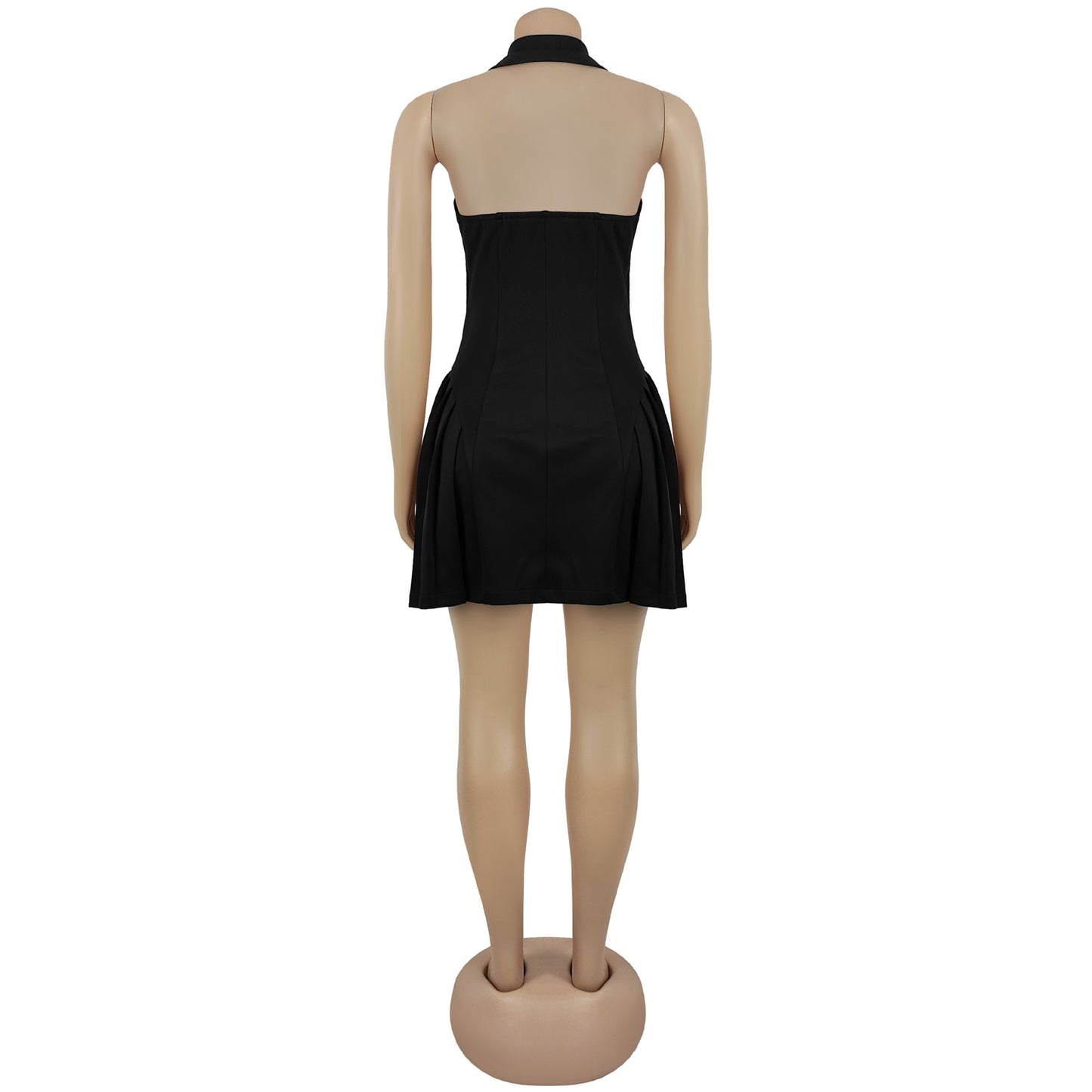 MB1615 Halter Blazer-Style Mini Dress with Gold Buttons