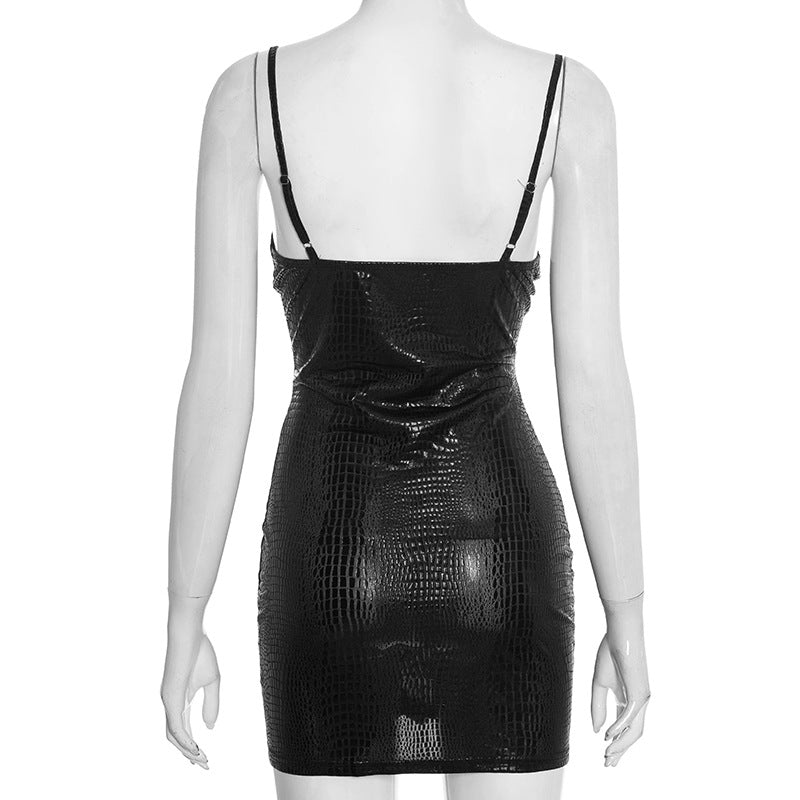 MB10146 Women's Crocodile Print Bodycon Mini Dress