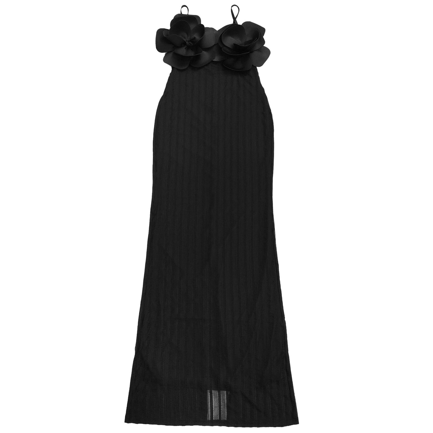 MB1627 Women's Spaghetti Strap Maxi Dress with 3D Floral