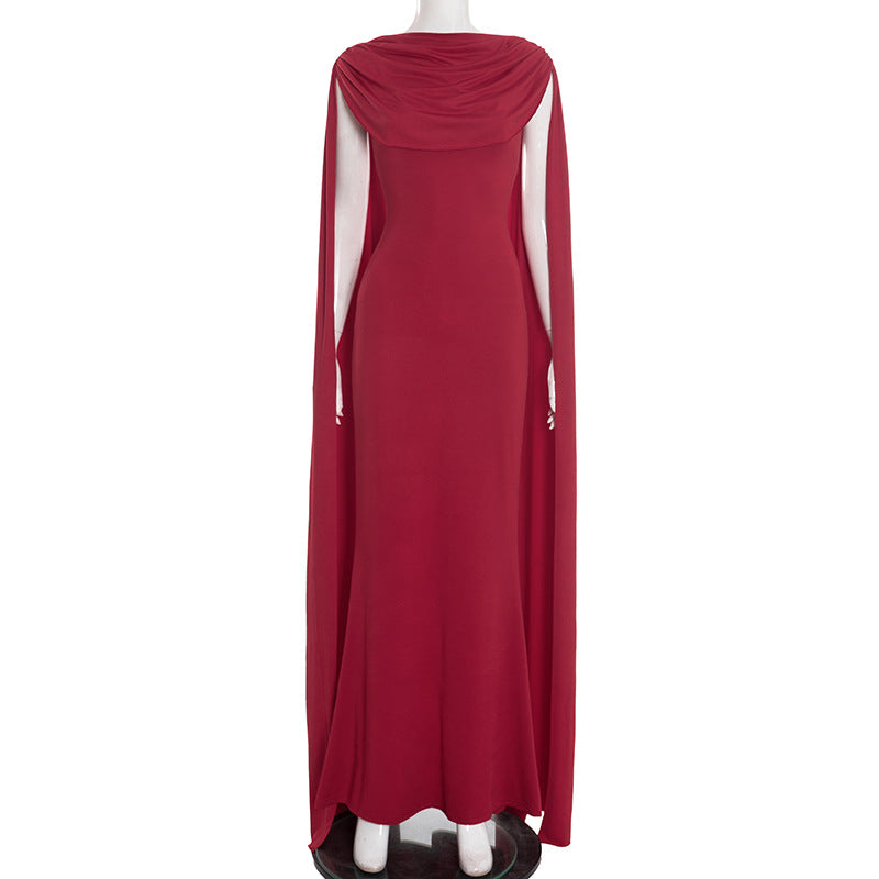 MB10111 Cape Sleeve Maxi Dress