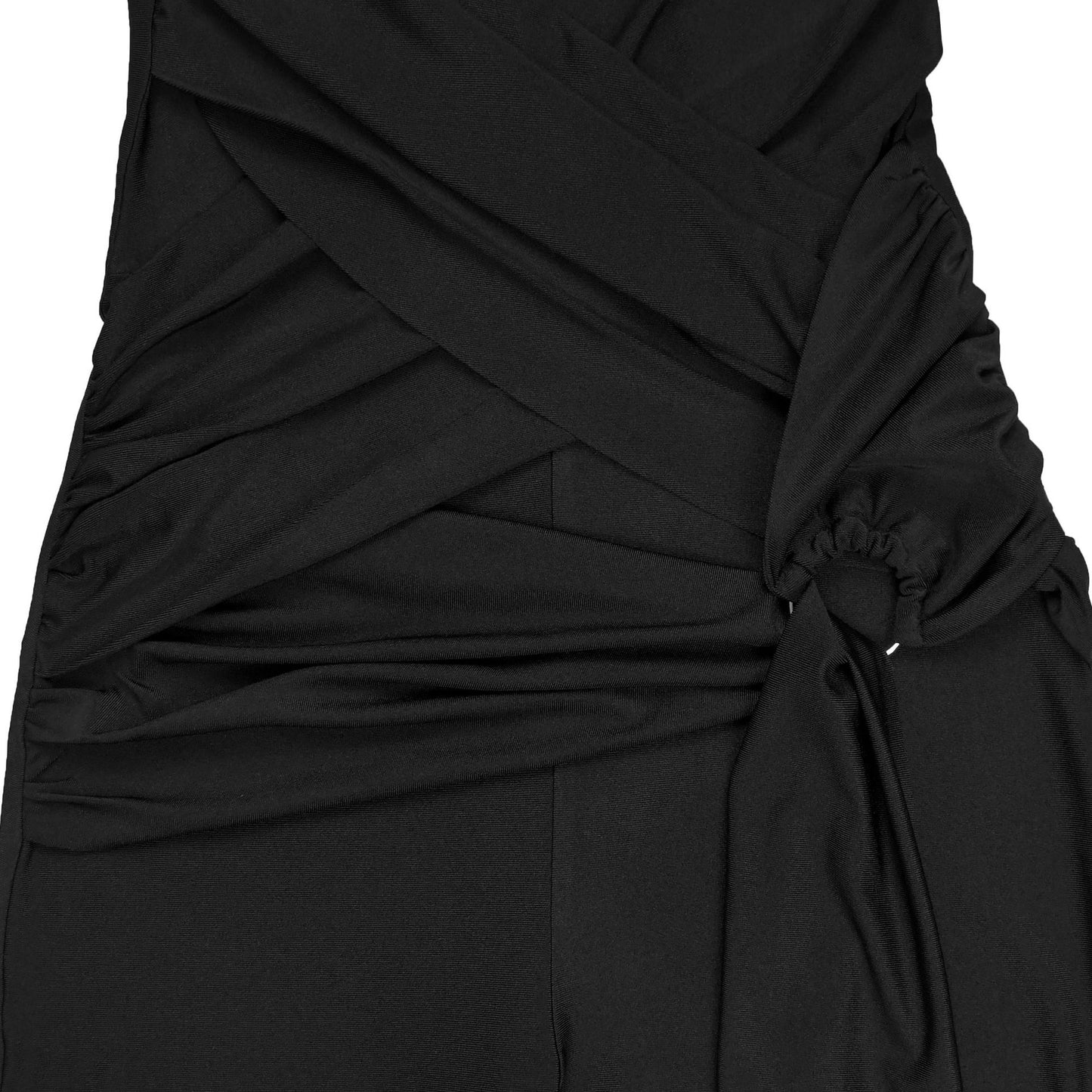 MB1603 Halter Formal Jumpsuit - Cutout Chest Crisscross Ruched Flared Leg