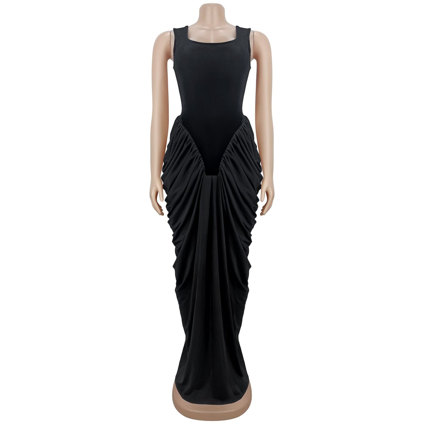 MB1619 Square Neck Ruched Bodycon Maxi Dress