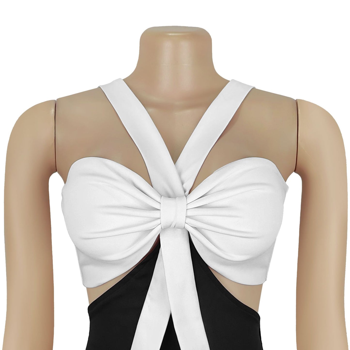 MB1604 Color Block Wide Leg Jumpsuit - High Waist Party Romper