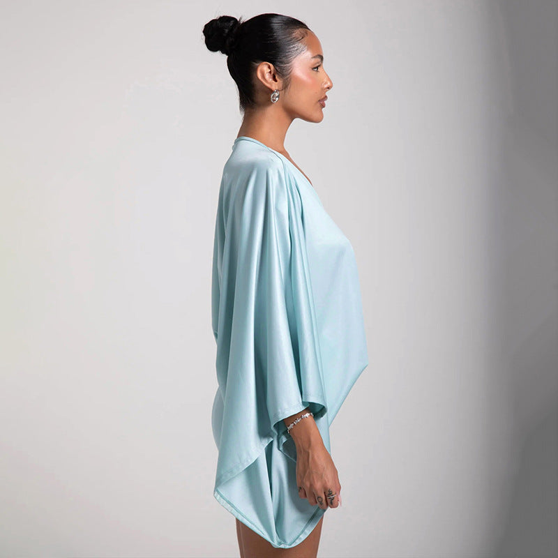 MB1072 Batwing Sleeve V-Neck Bodycon Mini Dress