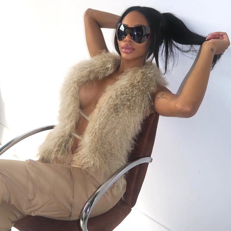 MB1059  Women's Backless Fur Vest