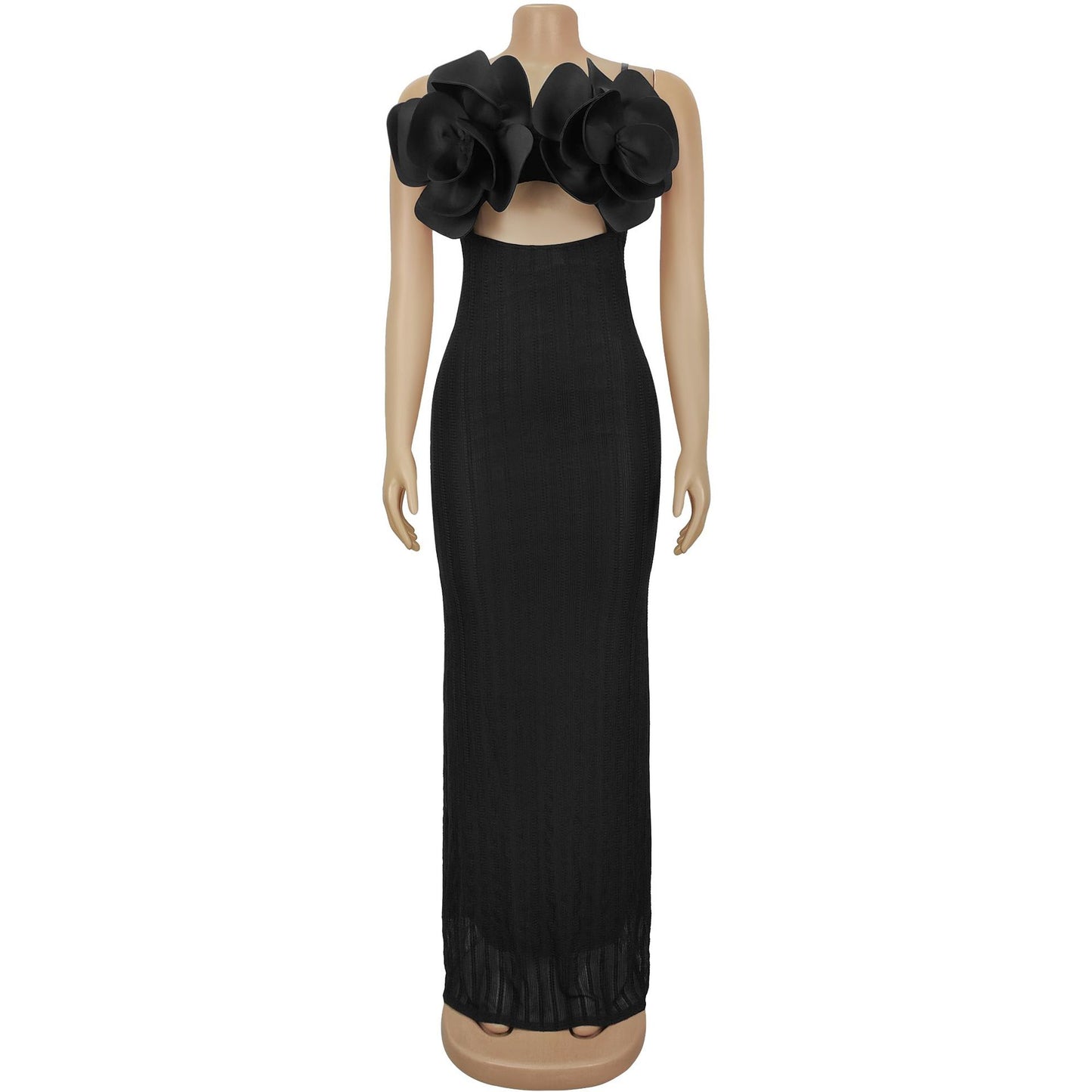 MB1627 Women's Spaghetti Strap Maxi Dress with 3D Floral